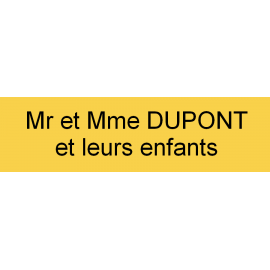 Plaque de boite à lettres jaune 90mm x 25mm